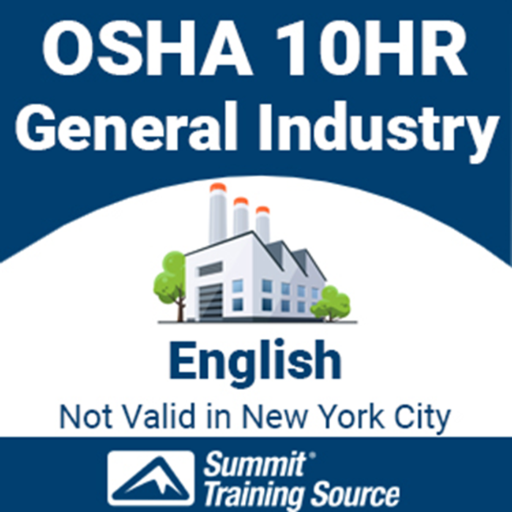 (HSI) OSHA 10 Hr General Industry (Interactive Online) English - Not valid in New York City Online Only